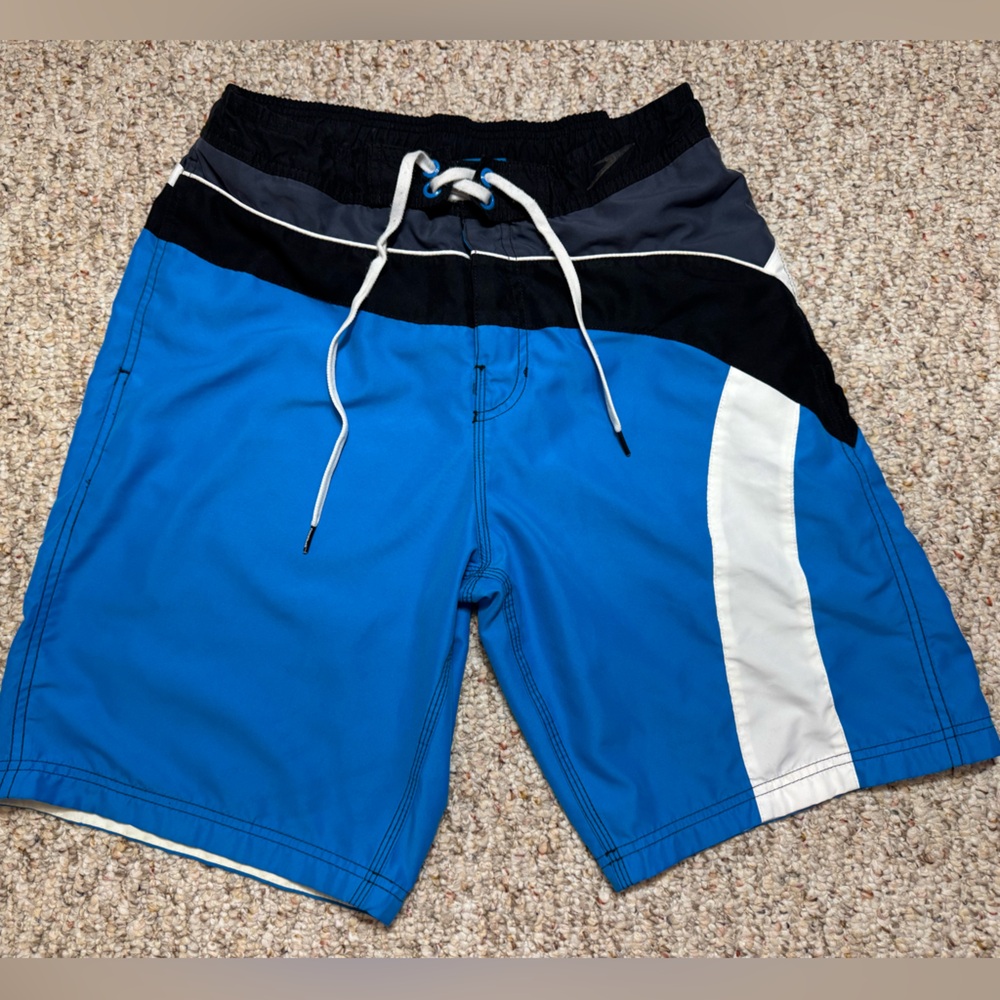 Speedo Blue Black White Men's Swim Trunks